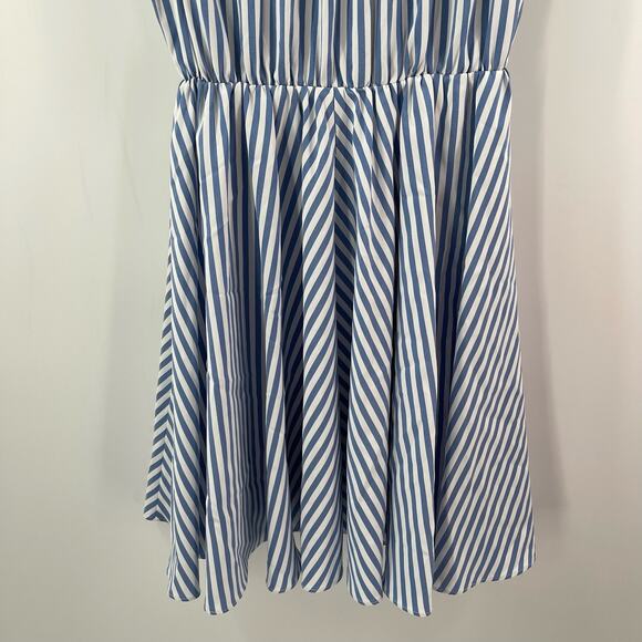 MOLLY BRACKEN Dress Size Small Stripes Nautical Fit and Flare Blue White Summer - Picture 10 of 12